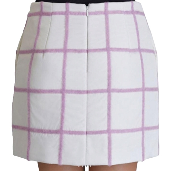 3.1 Phillip Lim White & Lavender Woolen Grid-Print Mini Skirt - Size 2 - Picture 2 of 8